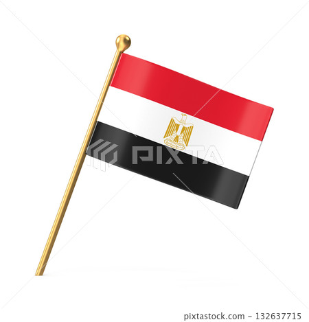 Egyptian National Flag on Golden Pole Egyptian National Flag on Golden Pole 132637715