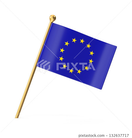 European Union Flag Miniature on Golden Pole European Union Flag Miniature on Golden Pole 132637717