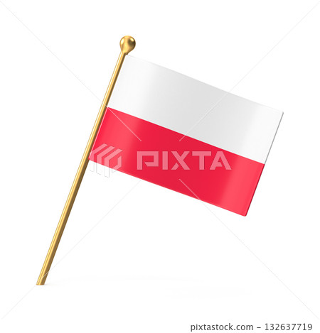 Miniature Polish Flag on Golden Pole 132637719