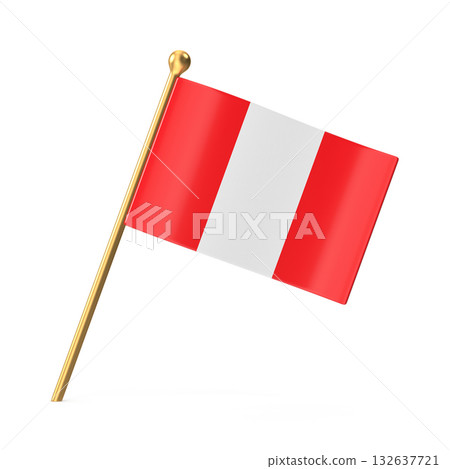 Peruvian National Flag on a Golden Pole 132637721