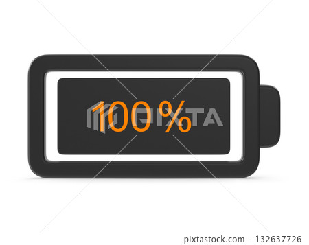 Fully Charged Battery Icon Displaying 100 Percent Power Level 132637726
