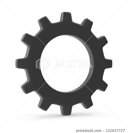 Dark Gray 3D Gear Icon on White Background 132637727