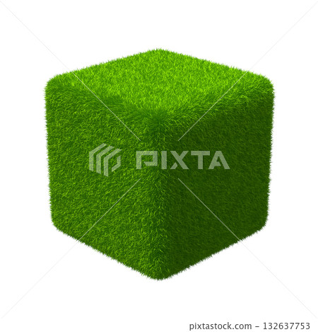 Vibrant Green Grass Cube A Natural Geometric Form 132637753