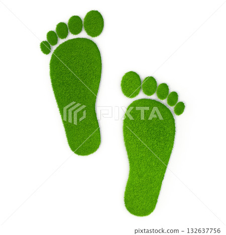 Green Grass Footprints on White 132637756