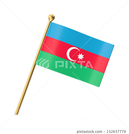 Azerbaijan National Flag on a Small Golden Stick Azerbaijan National Flag on a Small Golden Stick 132637778