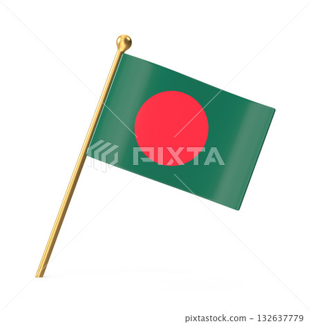 Small Bangladesh Flag on Golden Pole 132637779