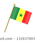 Senegal National Flag with Golden Staff 132637803