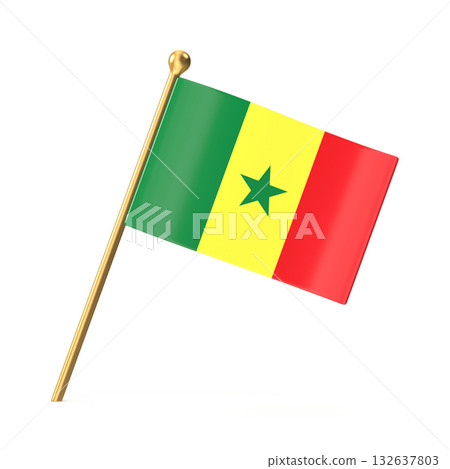 Senegal National Flag with Golden Staff 132637803