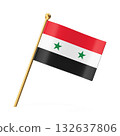 Syrian National Flag on Golden Pole 132637806