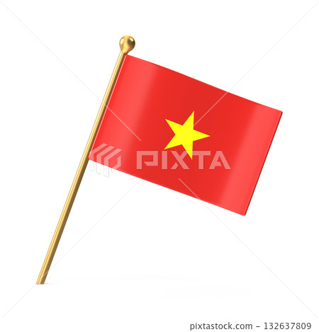 Small Vietnam Flag on Golden Stick 132637809