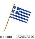 Greek National Flag on Golden Pole 132637810