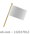 Blank White Flag on Golden Pole 132637812