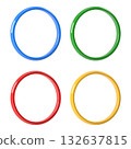 Four Vibrant Glossy Rings in Blue, Green, Red, and Yellow 132637815