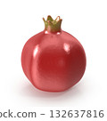 Vibrant Red Pomegranate Fruit on White Background 132637816