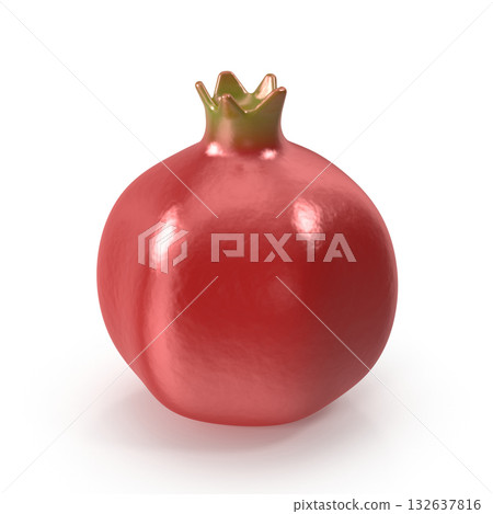 Vibrant Red Pomegranate Fruit on White Background 132637816