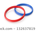 Interlocking Red and Blue Rings on White 132637819