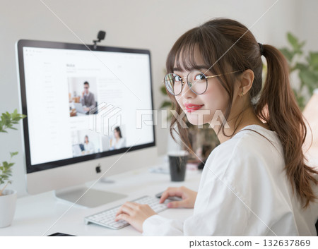 商業場景：從事創意活動的女性網路創作者 132637869