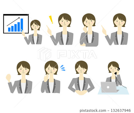 Set of women in suits working Set of women in suits working 132637946