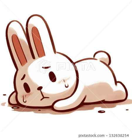 A lazy rabbit lying down 132638254