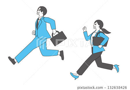 Men and women in suits running 132638426