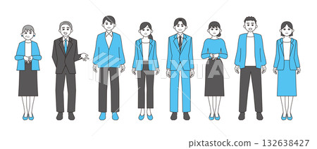 Illustration of a group of office workers of all ages and genders Illustration of a group of office workers of all ages and genders 132638427