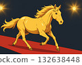 Golden horse galloping to success 132638448