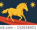 Golden horse galloping to success 132638451