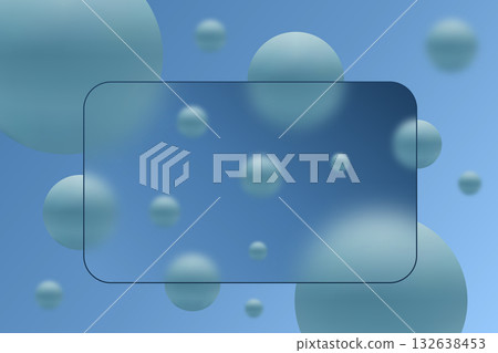 Rectangular glass morphism style frame on a background with blurred blue spheres. Eps 10 Rectangular glass morphism style frame on a background with blurred blue spheres. Eps 10 132638453