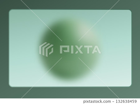 Minimalist glass morphism style frame with a single blurred green sphere in the center. Eps 10 Minimalist glass morphism style frame with a single blurred green sphere in the center. Eps 10 132638459