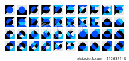 Colorful square circle memphis pattern icon set 132638548