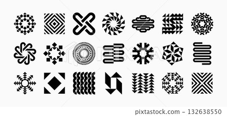 Digital technology abstract logo icon design set 132638550