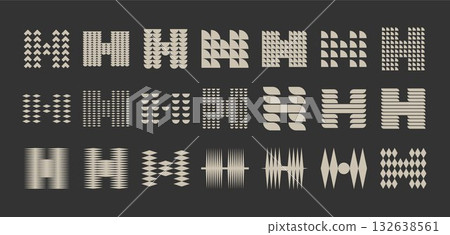 Modern abstract initial letter H logo design set Modern abstract initial letter H logo design set 132638561
