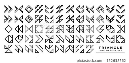 Modern outline triangle abstract icon design set Modern outline triangle abstract icon design set 132638562