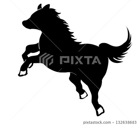 一匹奔跑的馬的剪影 132638683