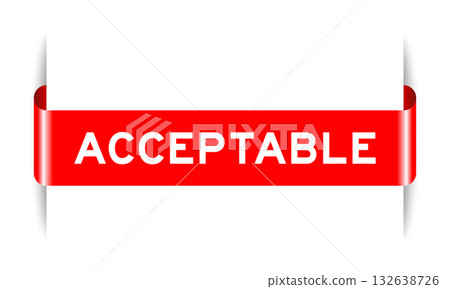 Red color inserted label banner with word acceptable on white background 132638726