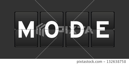 Black color analog flip board with word mode on gray background Black color analog flip board with word mode on gray background 132638758