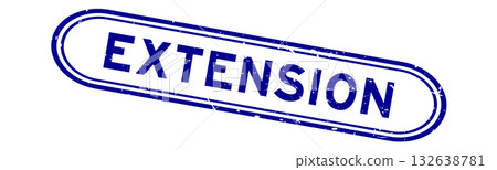 Grunge blue extension word rubber seal stamp on white background 132638781