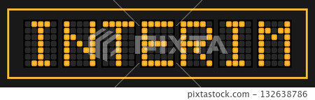 Orange color led banner in word interim on black background Orange color led banner in word interim on black background 132638786