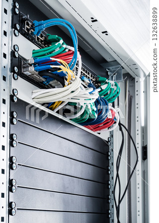 Server room with racks in internet data center Server room with racks in internet data center 132638899