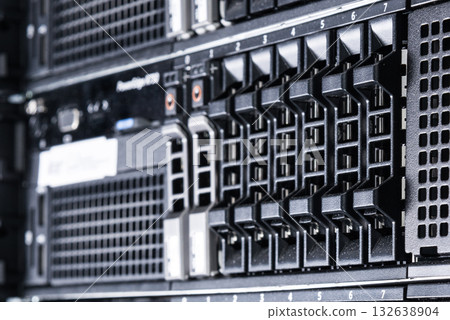 Array of data storage hard drives in internet data center Array of data storage hard drives in internet data center 132638904