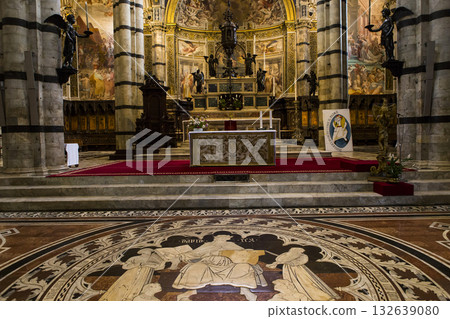 The pavement of Siena cathedral, Siena, Italy 132639080