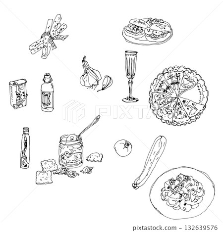 義大利美食插畫集 132639576