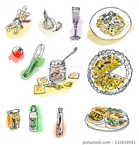 義大利美食插畫集 132639581