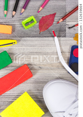 Colorful school supplies and accessories for learning. Development of creativity and back to school 132639664