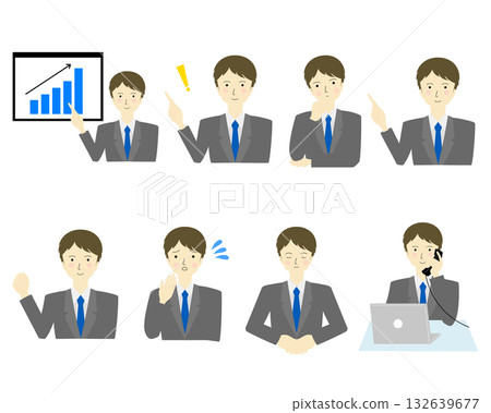 Set of men working in suits Set of men working in suits 132639677