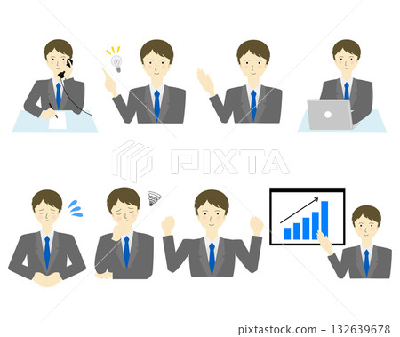 Set of men working in suits Set of men working in suits 132639678