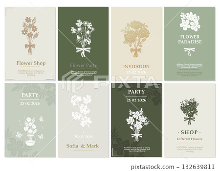 Beautiful flowers creative card template with beautiful flourishes ornament elements.  132639811