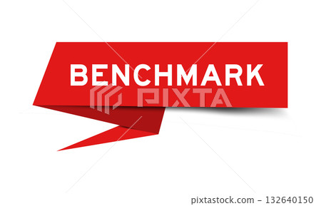 Redcolor speech banner with word benchmark on white background 132640150