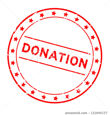 Grunge red donation word round rubber seal stamp on white background 132640157