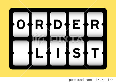 Black color in word order list on slot banner with yellow color background Black color in word order list on slot banner with yellow color background 132640172